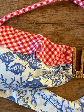 OndadeMar Bikini Top w/ Removable Strap Never Worn | XS | White,Blue,Red Gingham